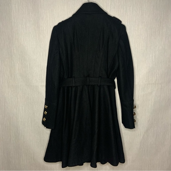Miss Sixty Black Double Breasted Wool Blend Belted Trench Coat | Size Medium - Picture 9 of 17